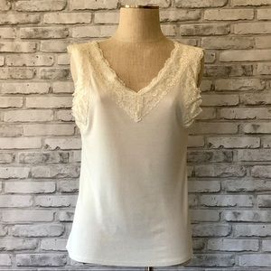 Style & Co NWOT Lace Edge Ribbed Knit Tank